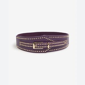 NKN Nekane Purple Wine Faux Leather Gold Studded Stretch Belt NWT One Size